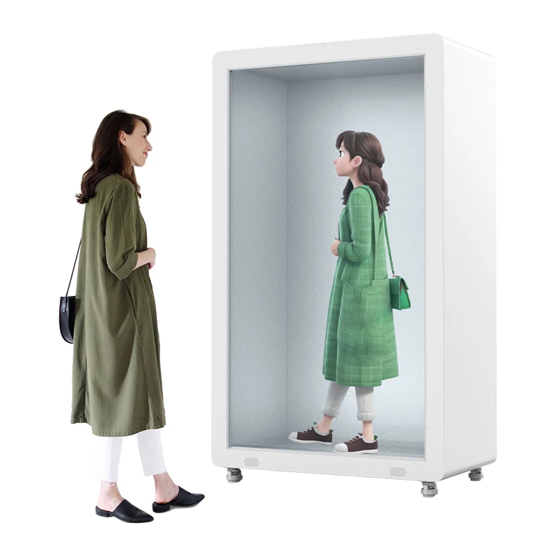 3d Hologram Box With Camera And Mic 86Inch Human Size 3d Icd Touch Screen Hologram Box Transparent Lcd Display For Advertising