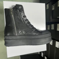 Brand Designer Women Ankle Boot Platform 6cm High Original Casual Luxury Girl Dress Black Fashion Leather Zip Flat Street Shoe