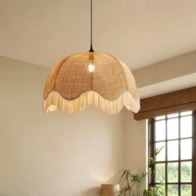 

Japanese Wabi Sabi Style Pendant Light Weaving Vines Living Zen Room Restaurant Teahouse Retro Household Decoration LED Hanglamp