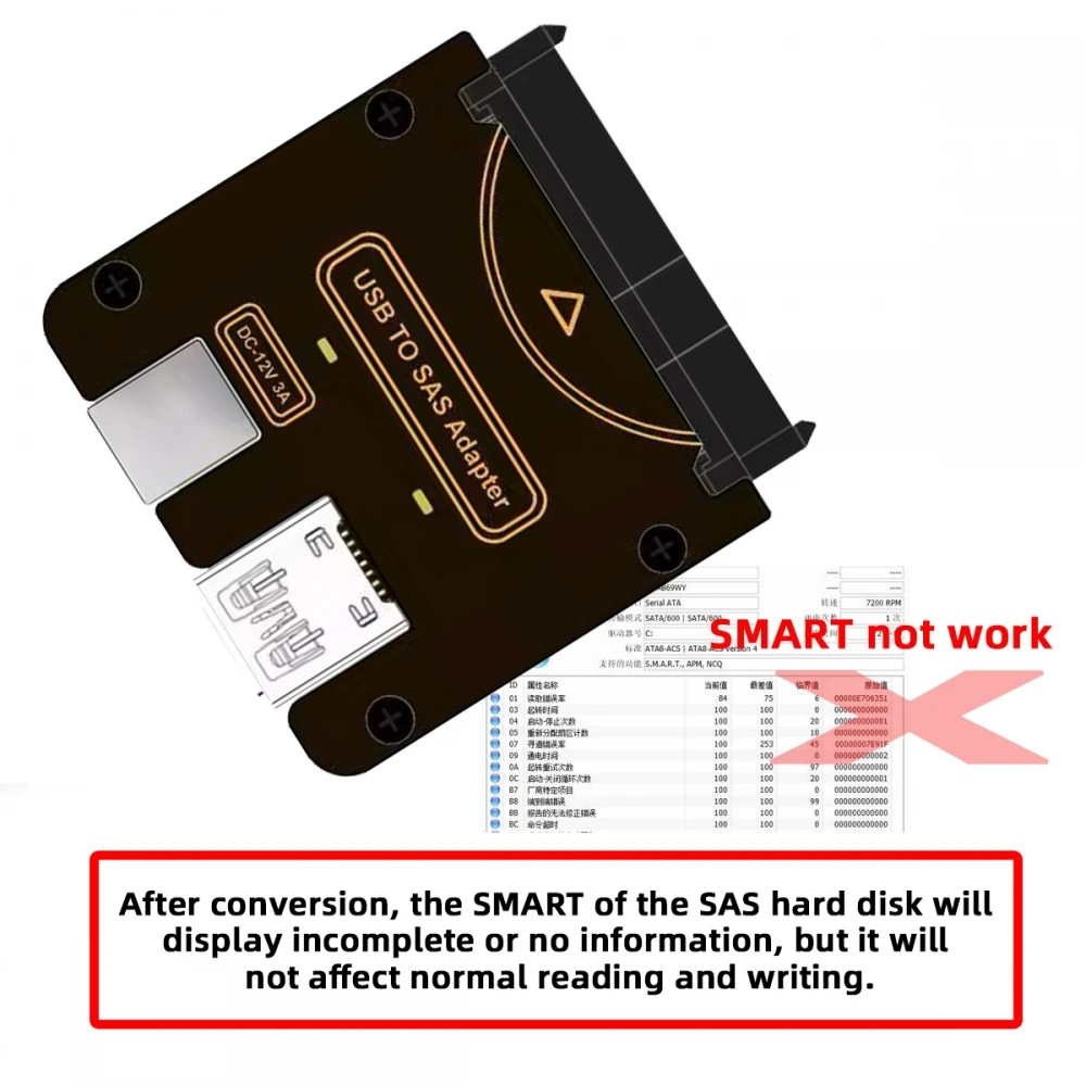 SAS Hard Disk Drive Adapter SFF-8482 SAS 29Pin to USB 3.0 5Gbps