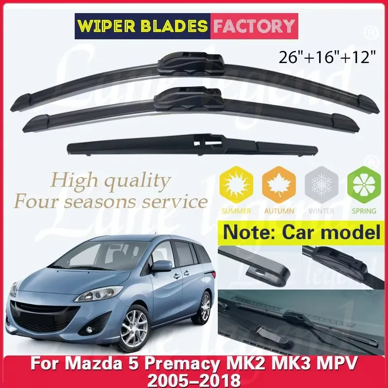 

Автомобильные передние и задние щетки стеклоочистителя для Mazda 5 Premacy MK2 MK3 MPV 2005-2018 лобовое стекло 26 "+ 16" + 12 "автомобильные аксессуары