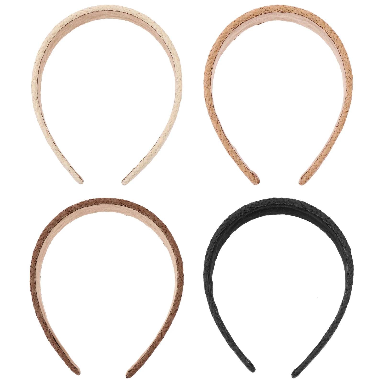 4pcs Sponge Headbands Raffia Hair Hoops Women Headdresses Simple Hairbands Spring Style Premium Material Random Color