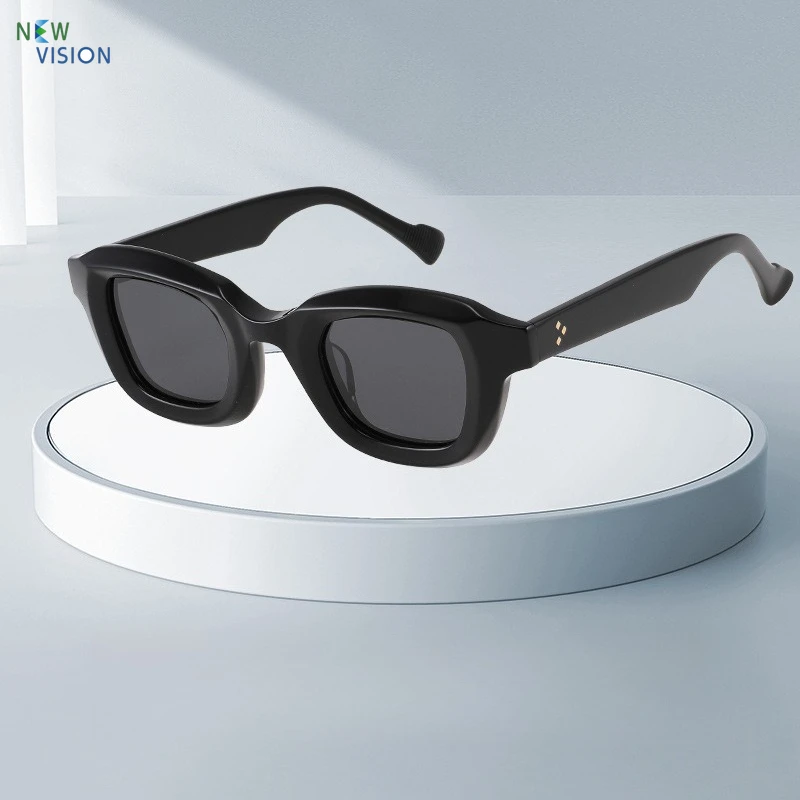 

Fashion Square Frame Sunglasses Black Lenses for Men Women High-quality Thick Acetate Outdoor Sunscreen Polarized Sun Glasses