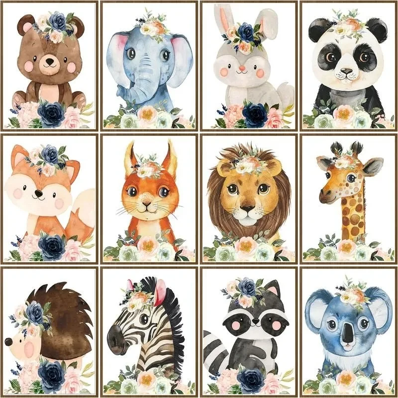 CHENISTORY Oil Painting By Number  Panda Giraffe Animal Drawing On Canvas By Numbers Flower Kits Handpainted Paintings