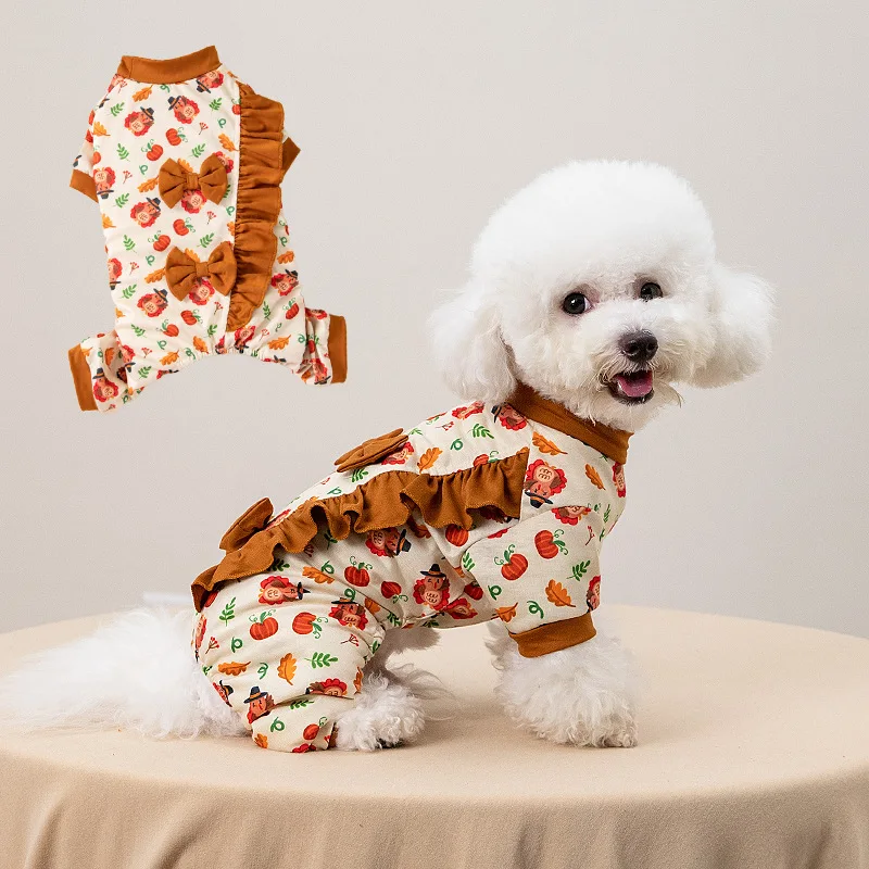 

Medium and small dog winter holiday Easter festival clothes Teddy bear Beanie Baby Princess style cute bow