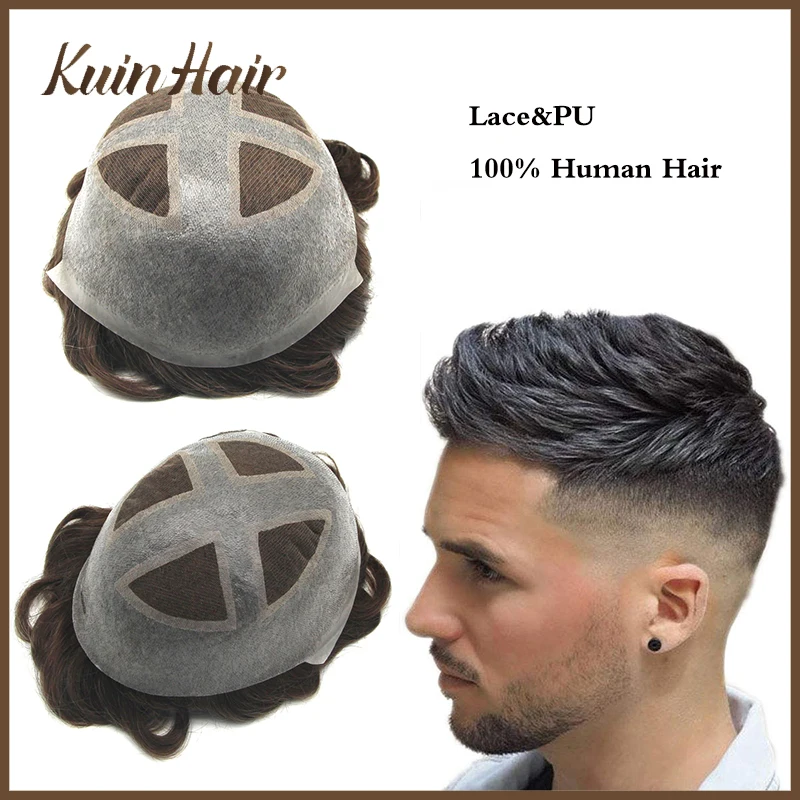 

Douglas Men's 6-Inch Natural Human Hair Toupee Capillary Prosthesis Breathable PU Lace Front Durable 110-130% Density Hairpiece
