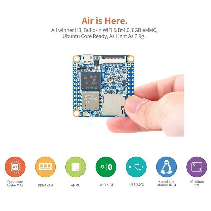 Nanopi NEO Air Development Board+Heatsink H3 4-Core Wifi Bluetooth Run Ubuntucore Mini IOT Development Board