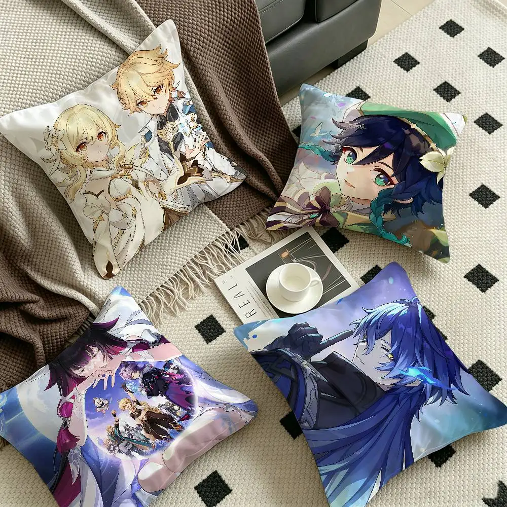 Genshin Impact game Cushion Cover Pillow Cover Decor Pillowcase Printed Cushion Case for Couch