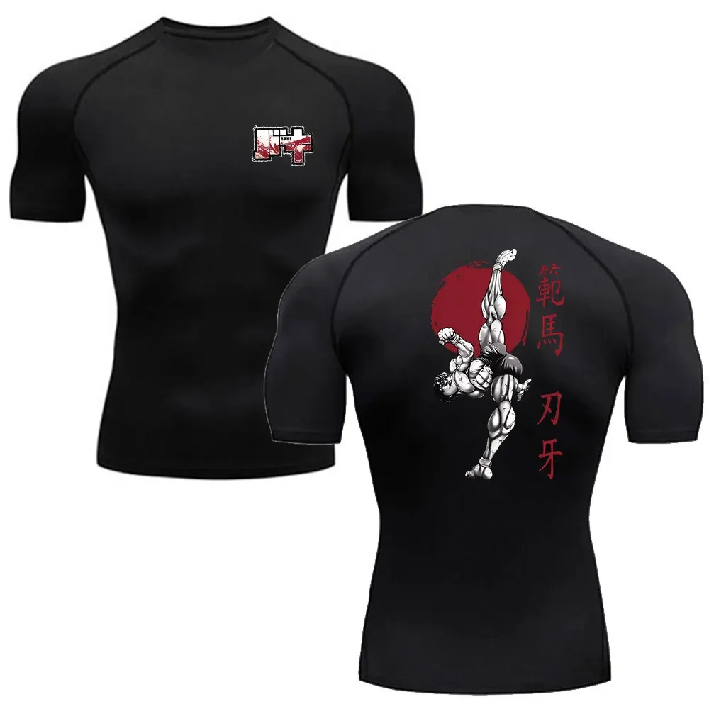 Baki Hama men\'s animated T-shirt gym sweatshirt fitness boxing outdoor training  rash protector boxing