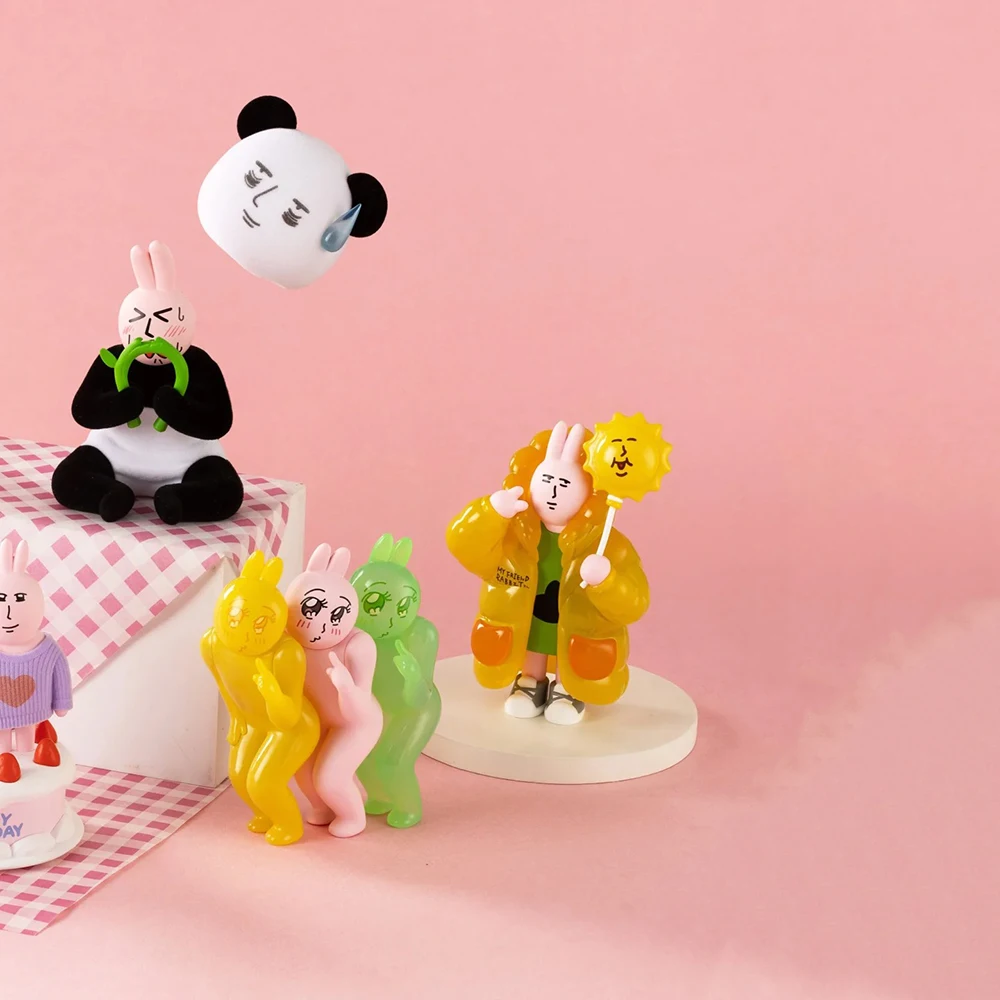 الوردي أرنب صندوق أعمى دمية مضحك يدوية الصنع ميمي الحلي مجردة أرنب العصرية العصرية صندوق أعمى اللعب سلسلة المزاج الجميل