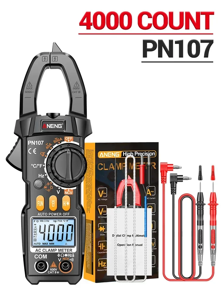 

AC/DC Voltage True RMS Multimeter 600A Current Testers NCV Induction PN107 Digital Clamp Meter Ohmmer Tools