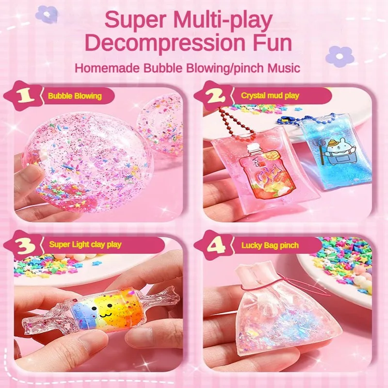 Nano Tape Bubble Set DIY Handmade Toy Set Crystal Mud Pendant Making Accessories Multiple Gameplay Options Cream Adhesive Guka