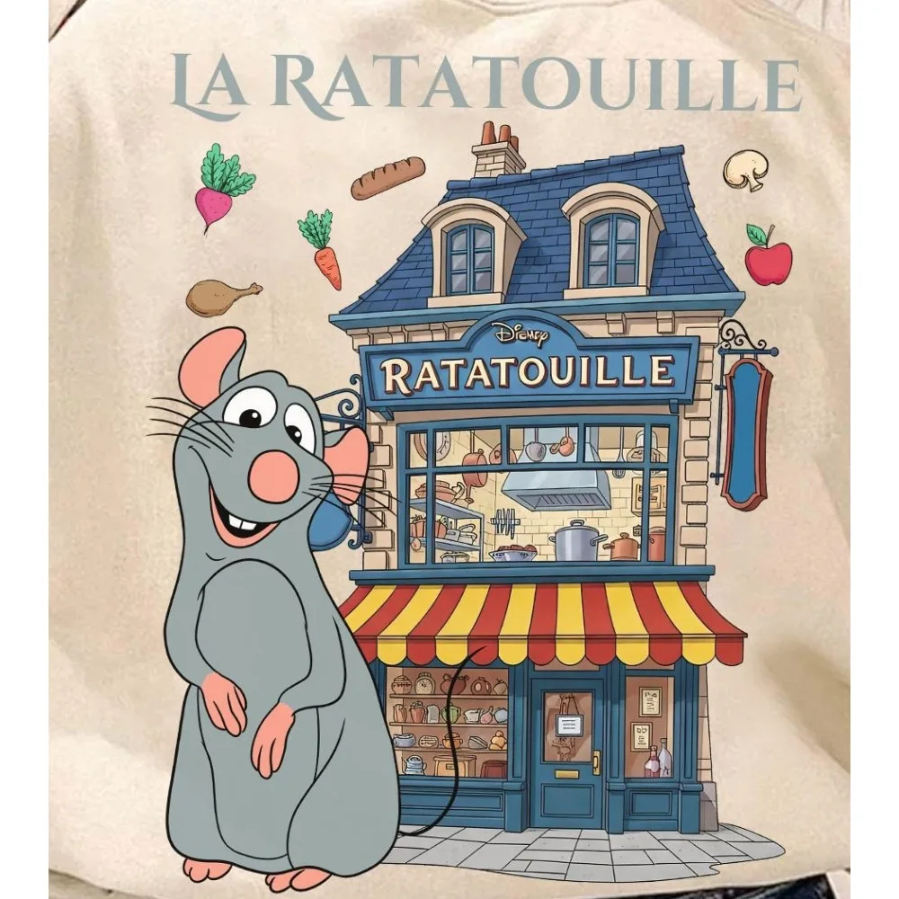 قميص الشيف ريمي ذو وجهين، سويت شيرت ديزني راتاتوي باريس الفرنسي للجنسين للخريف/الشتاء برقبة دائرية مع قلنسوة كبيرة الحجم #2