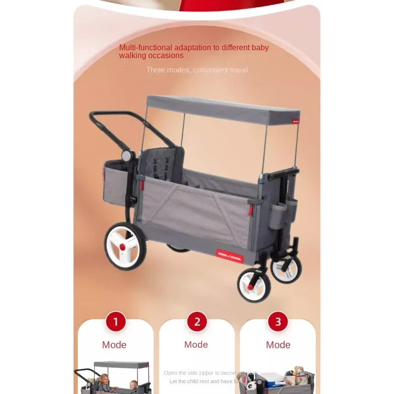 RadioFlyer Kids Trolley Walker Multi-functional Folding 4-wheeler Outdoor Camping Trolley