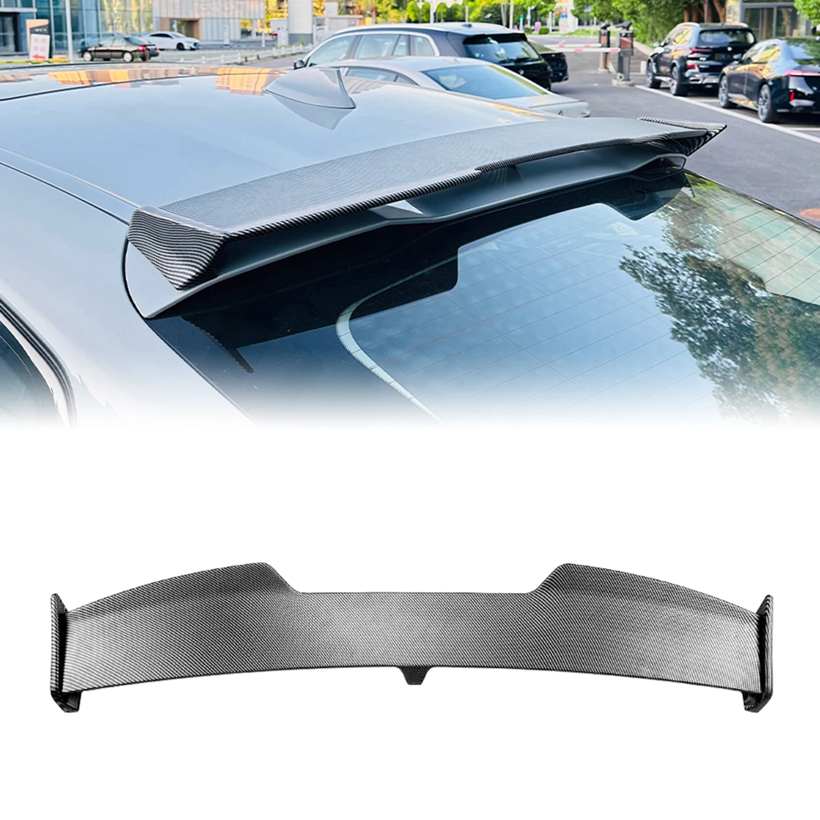 Heckklappen-Dachspoiler Carbon-Optik/Hochglanz Schwarz Heckflügel Oberer Deflektor Splitter Lippe für BMW X4 G02 2019-2025