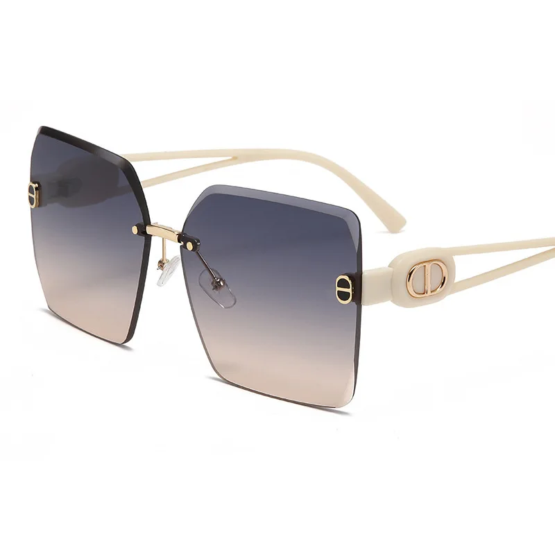 Nouvelles lunettes de soleil sans bordure, à la mode, carrées, tendance, street shot, visière Joker unie