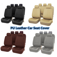 Universal Car Seat Cover Protector PU Leather Front & Rear Seat Back Cushion Pad Mat Backrest for Auto Interior Truck SUV Sedan