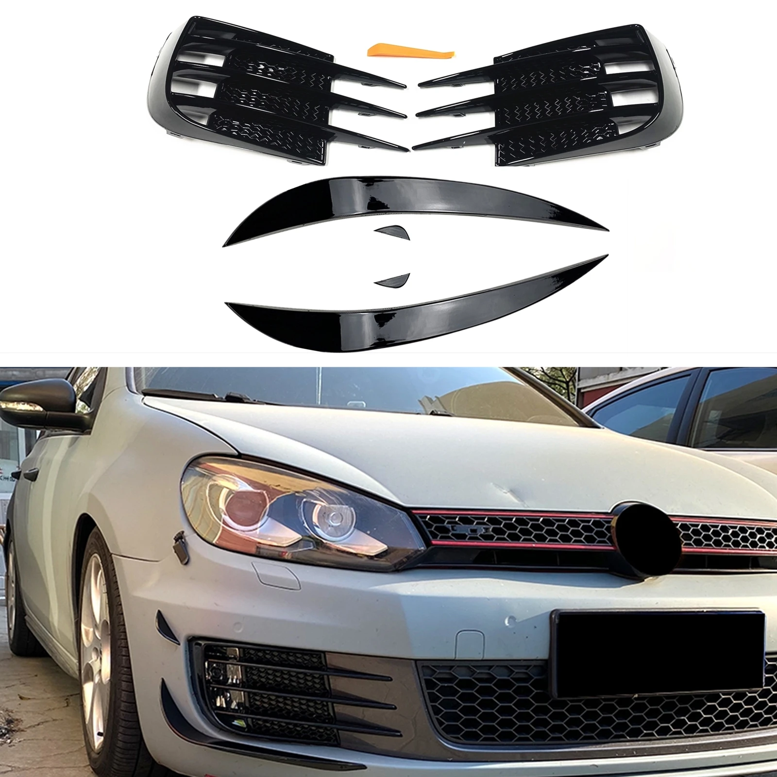 

Front Bumper Fog Light Cover Trim For Volkswagen VW Golf 6 MK6 GTI GTD 2008-2013 Side Air Intake Vent Grille Lamp Hood Frame