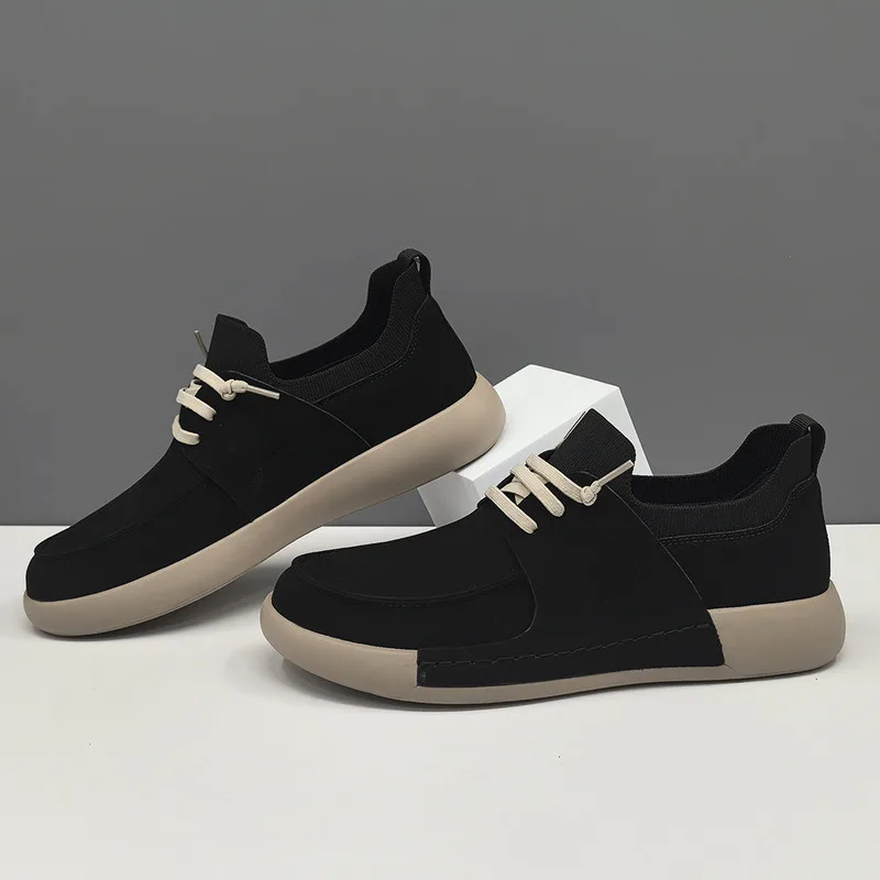 New Men's Leather Suede Tilted Casual Board Men's Trendy Shoes Versatile Light Luxury High-end Cute Shoes Men's Sneakers Loafers