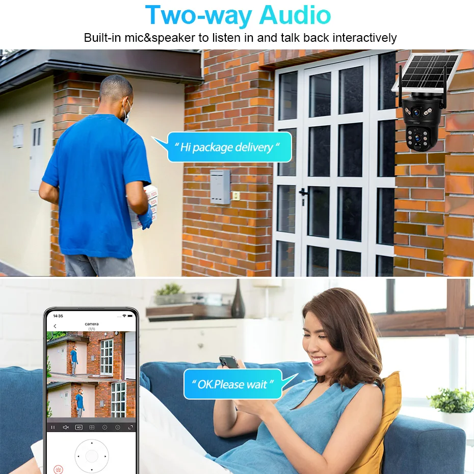 KERUI Outdoor 6MP Solar IP Camera WIFI Version Solar Panel Waterproof Dual Lens Camera Home Security Surveillance CCTV Video