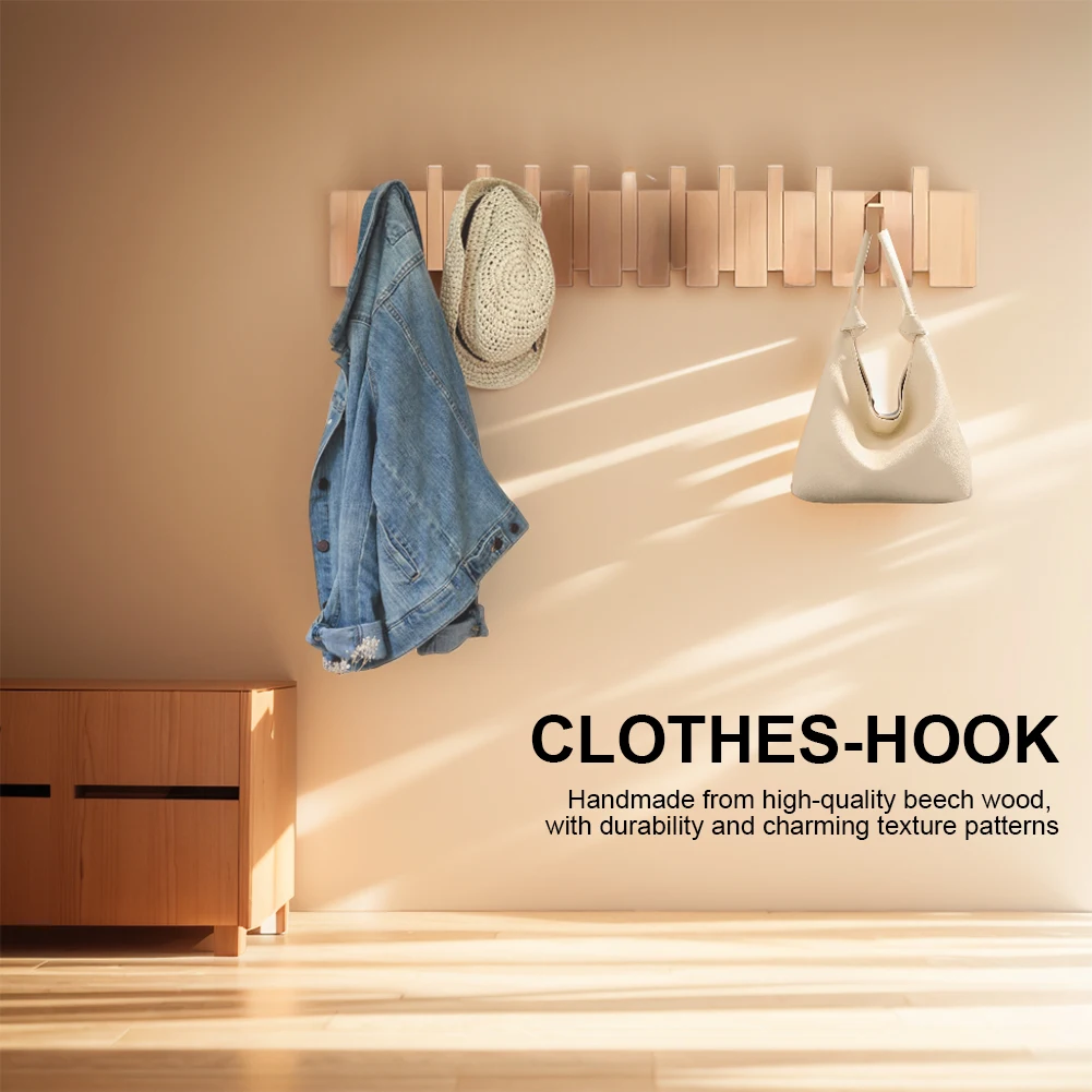 

Настенная деревянная вешалка для одежды с 12 крючками для пальто, ключей, шляп, халатов и полотенец