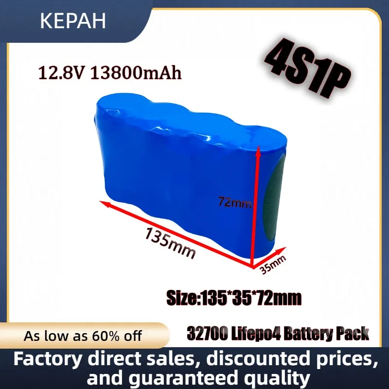 32700 Lifepo4 Battery Pack 4S1P 12.8V 13.8Ah with 4S 40A Balanced BMS for Electric Boat and Uninterrupted Power Supply 12V