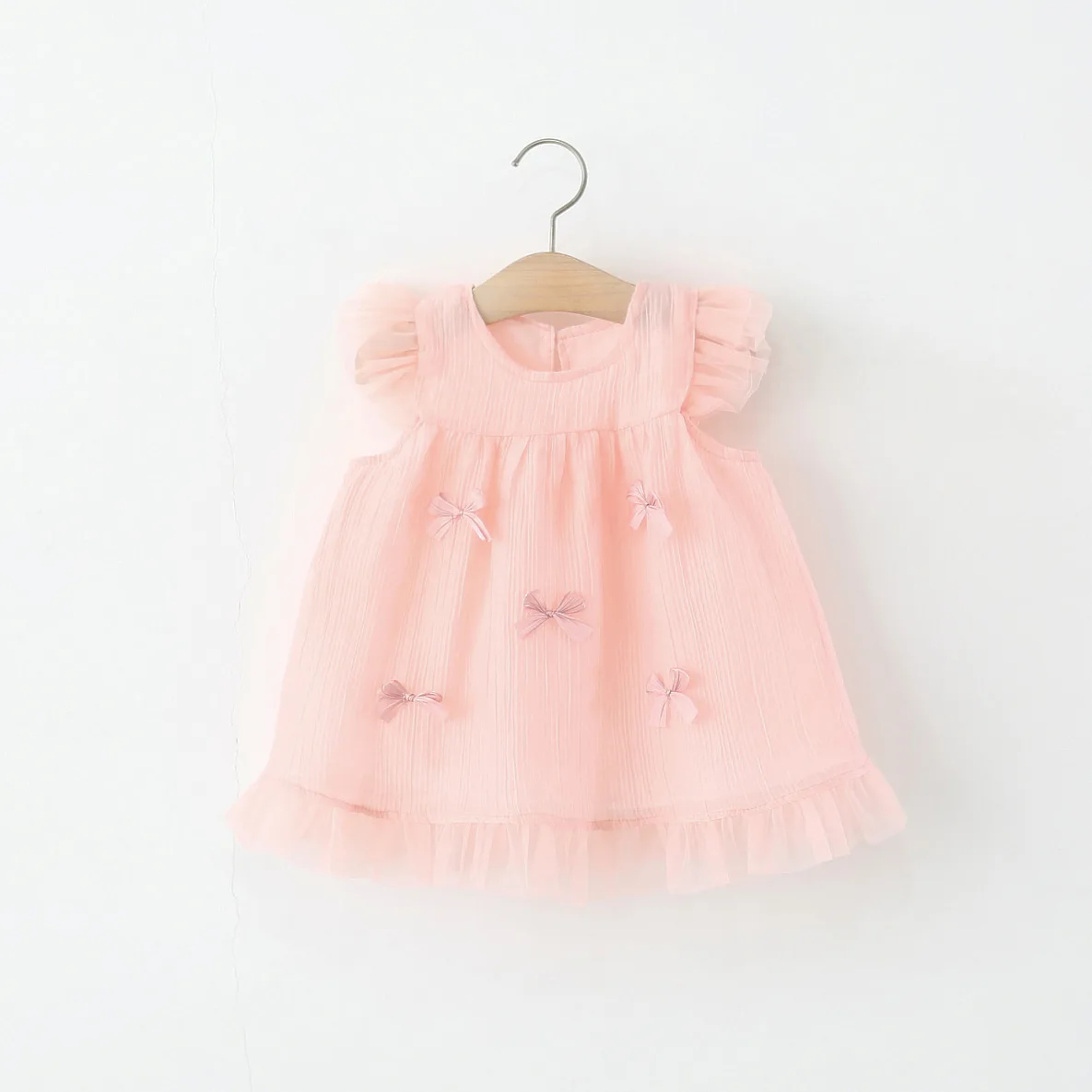 

Summer Newborn Baby Girls Clothes Casual Bow Solid Dresses For Girls Clothing 1 Year Birthday Princess Dress Toddler Clothes