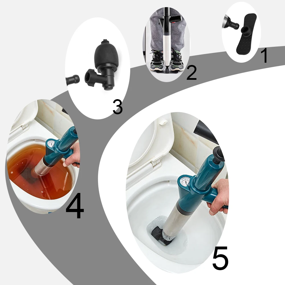 Air Drain Blaster Sewer Pipe Unblocker High Pressure Drain Plunger Toilet Plunger Dredge Clog Remover