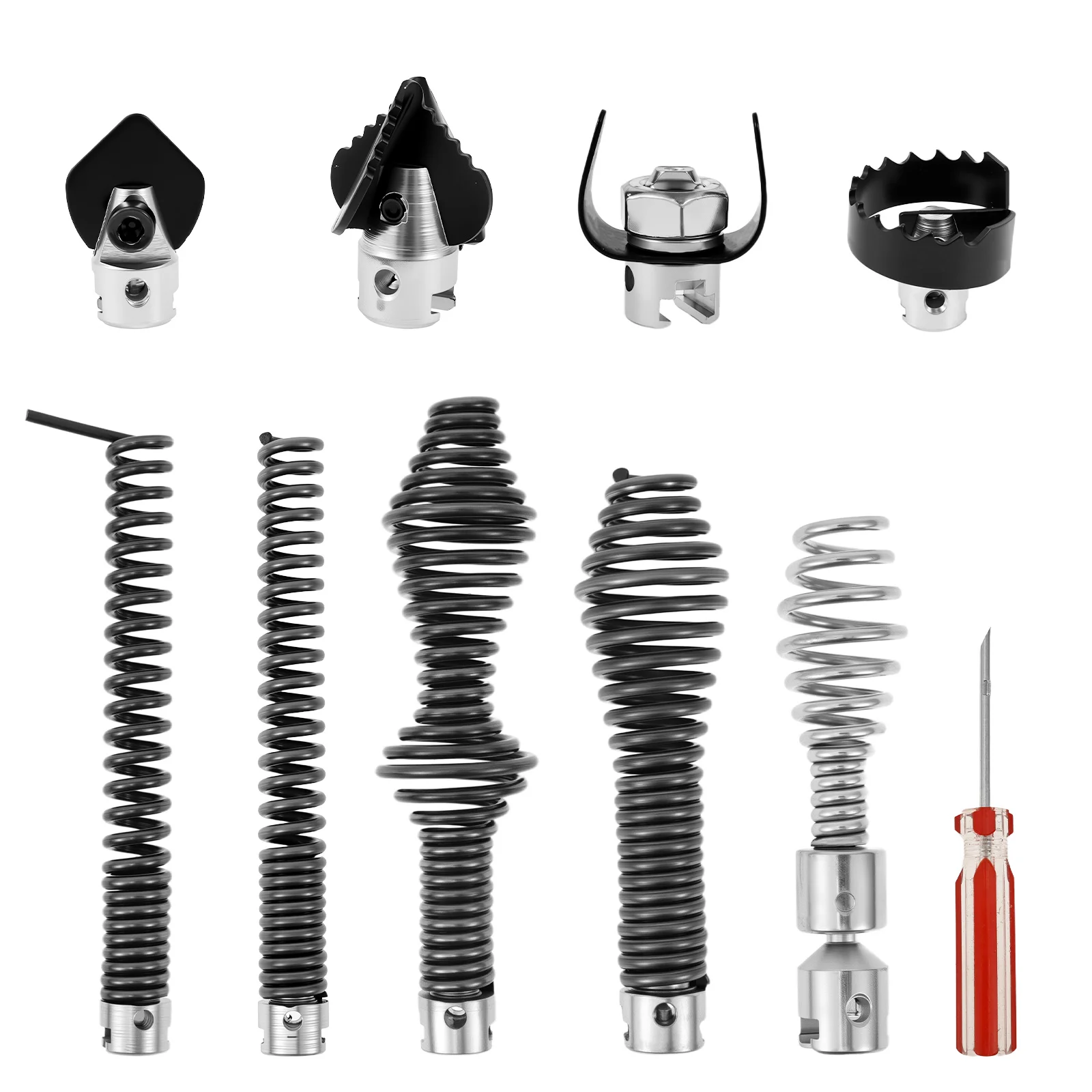 

10Pcs Drain Snake Drill Attachment Set for K-400 C-4 C-6 High Carbon Steel Drain Cable Cutter and Auger Set for Clog Removal