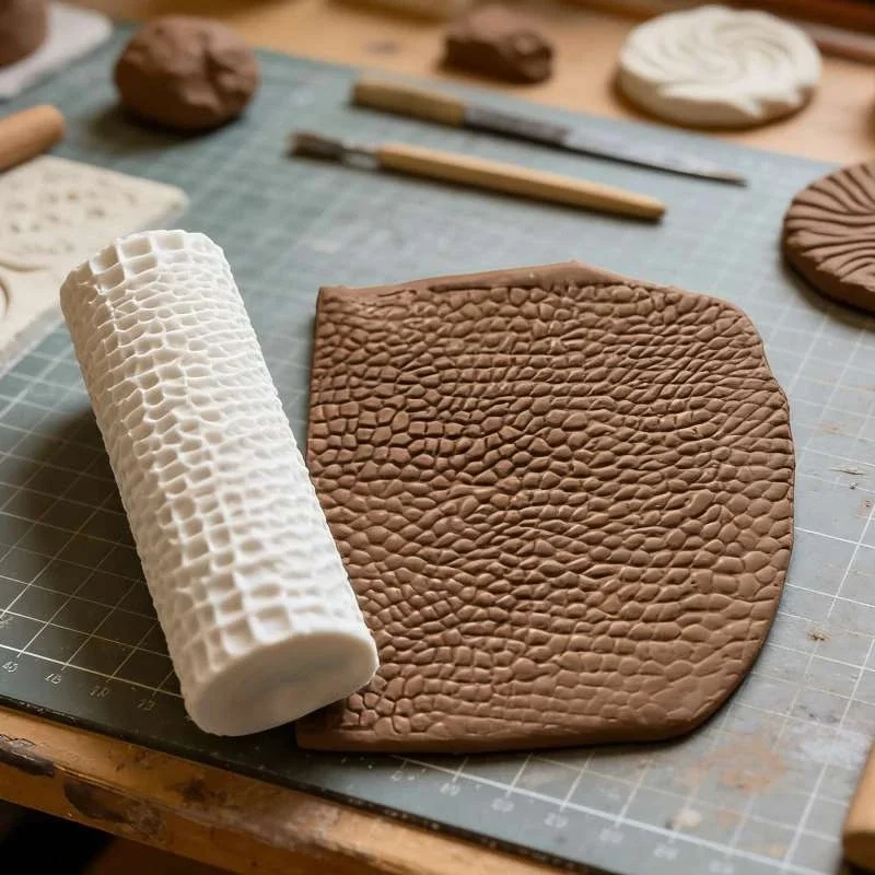 Single Piece Plastic Crocodile Texture Embossing Roller For Polymer Clay Earring Coaster Handicraft Art Making Starter Supply