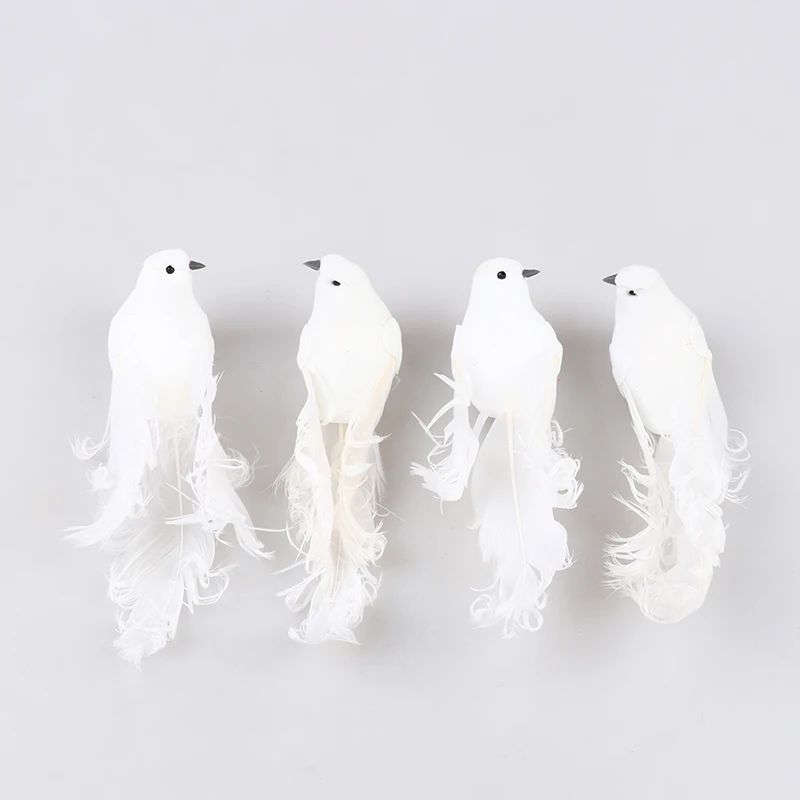 White Artificial Pigeon Birds Fake Doves Simulation Feather Pigeon Christmas Tree Wedding Party Craft Ornaments Home Room Decor