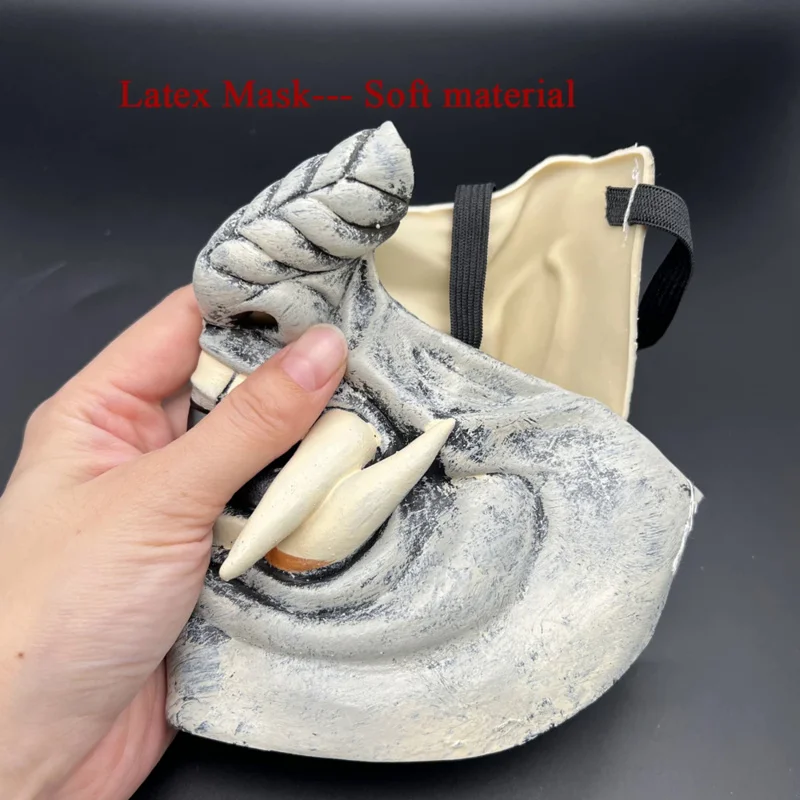 قناع نصف وجه ياباني من اللاتكس الناعم ، لعبة حفلة الهالوين ، الشيطان اوني ساموراي ، براجنا ، هانيا نوح كابوكي ، الكبار