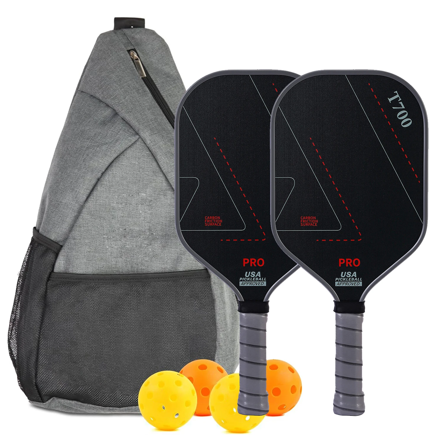 

T700 16MM Pickleball Paddles Set Carbon Fiber Raw Surface Professional USAPA Approved Honeycomb Core Bats Outdoor Sports Racket