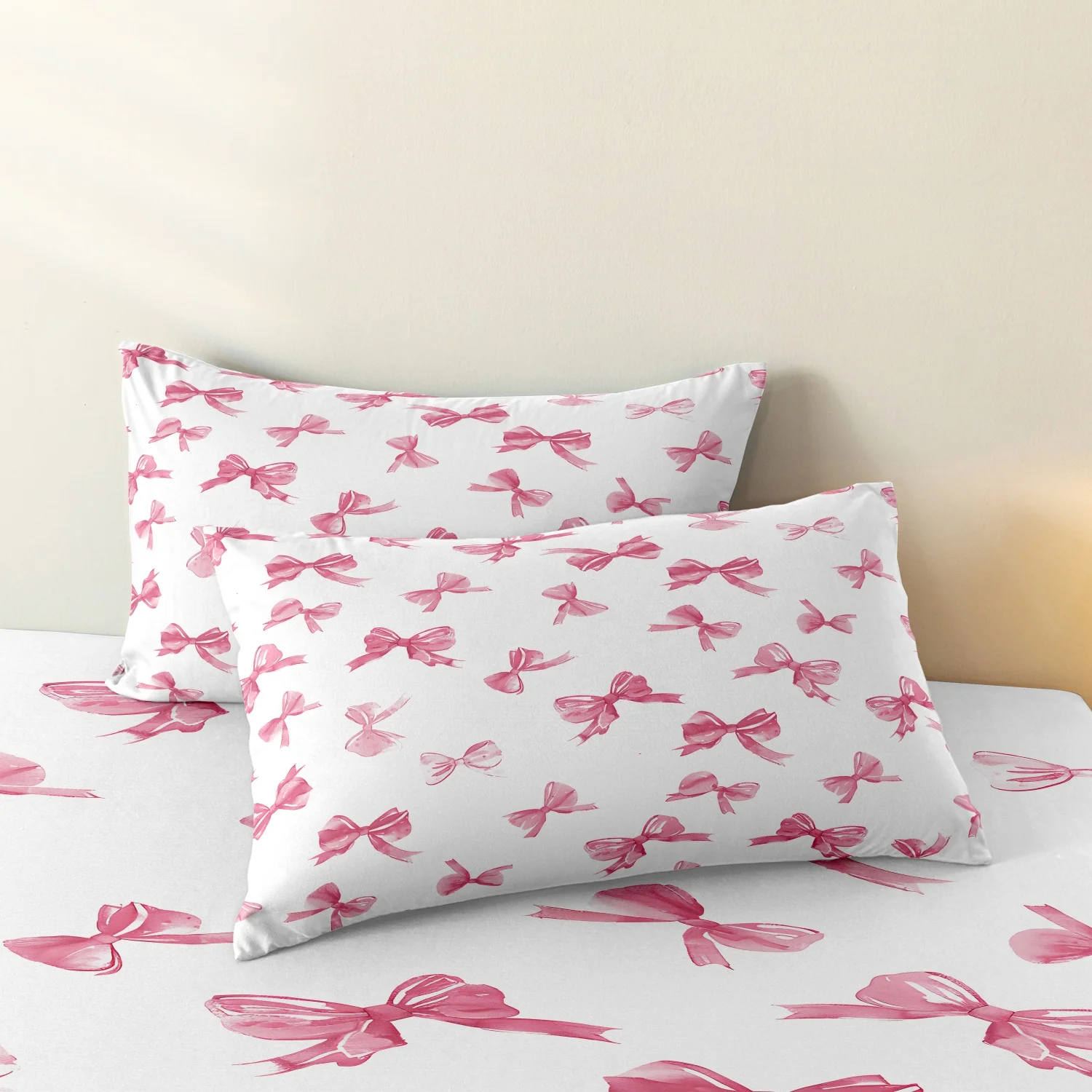 3 Pieces Pink Coquette Bow Print Duvet Cover Set, Bow Printed Bedding, For Bedroom Home Decoration, Multiple Sizes Available - view 4