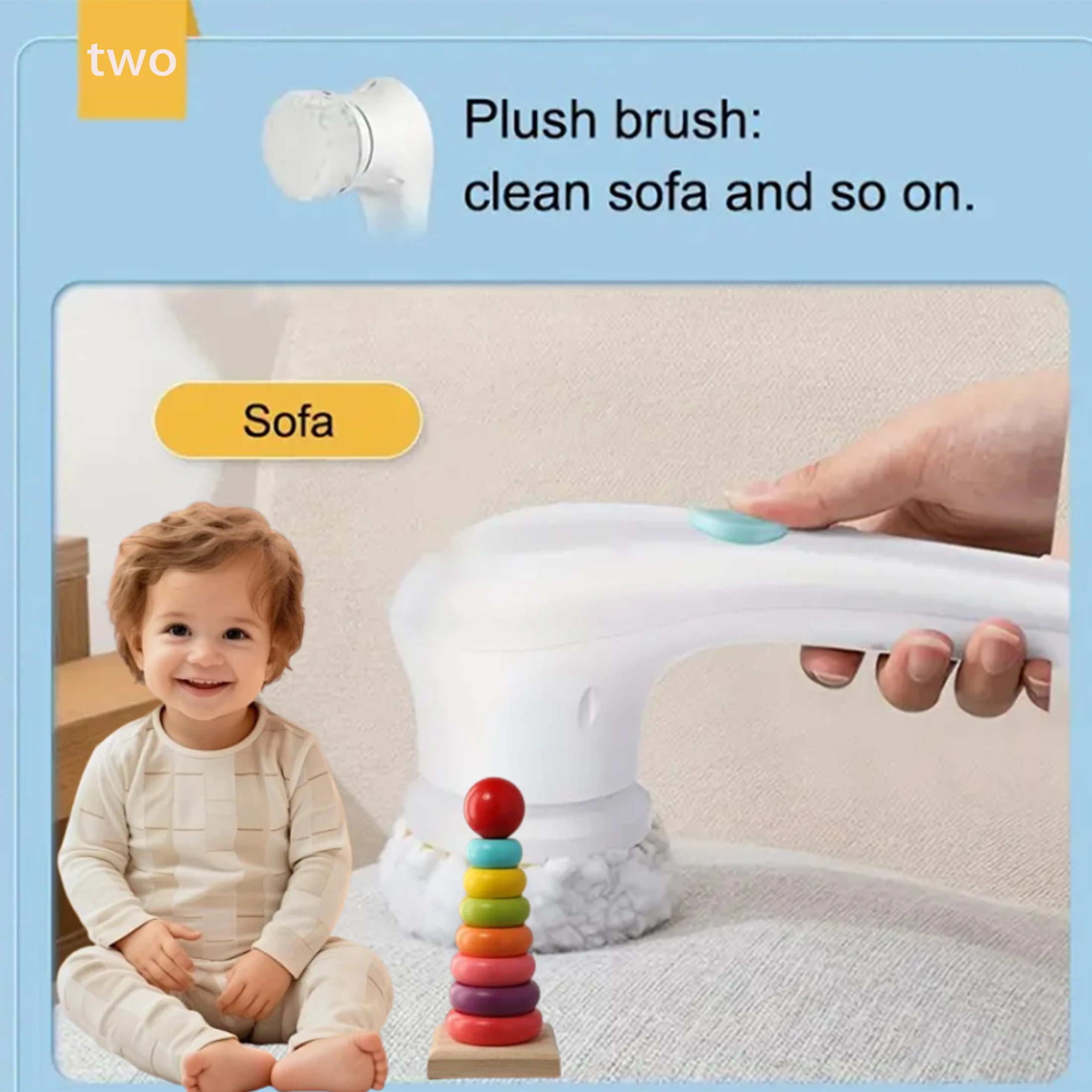 فرشاة تنظيف كهربائية، كرة فولاذية، خمسة رؤوس فرشاة، مقبض طويل، تنظيف باليد، قطعة أثرية لغسل أطباق المطبخ #1