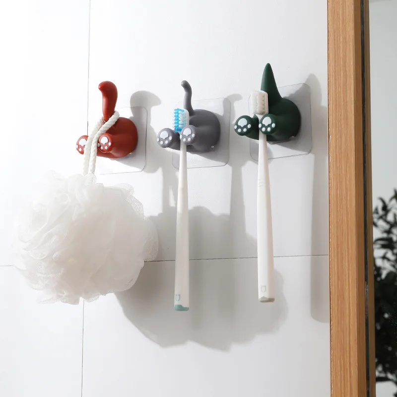 

Cartoon Animal Tail Hook Cute Children Toothbrush Holder Punch-free Seamless Hook Bathroom Door Toothbrush Rack