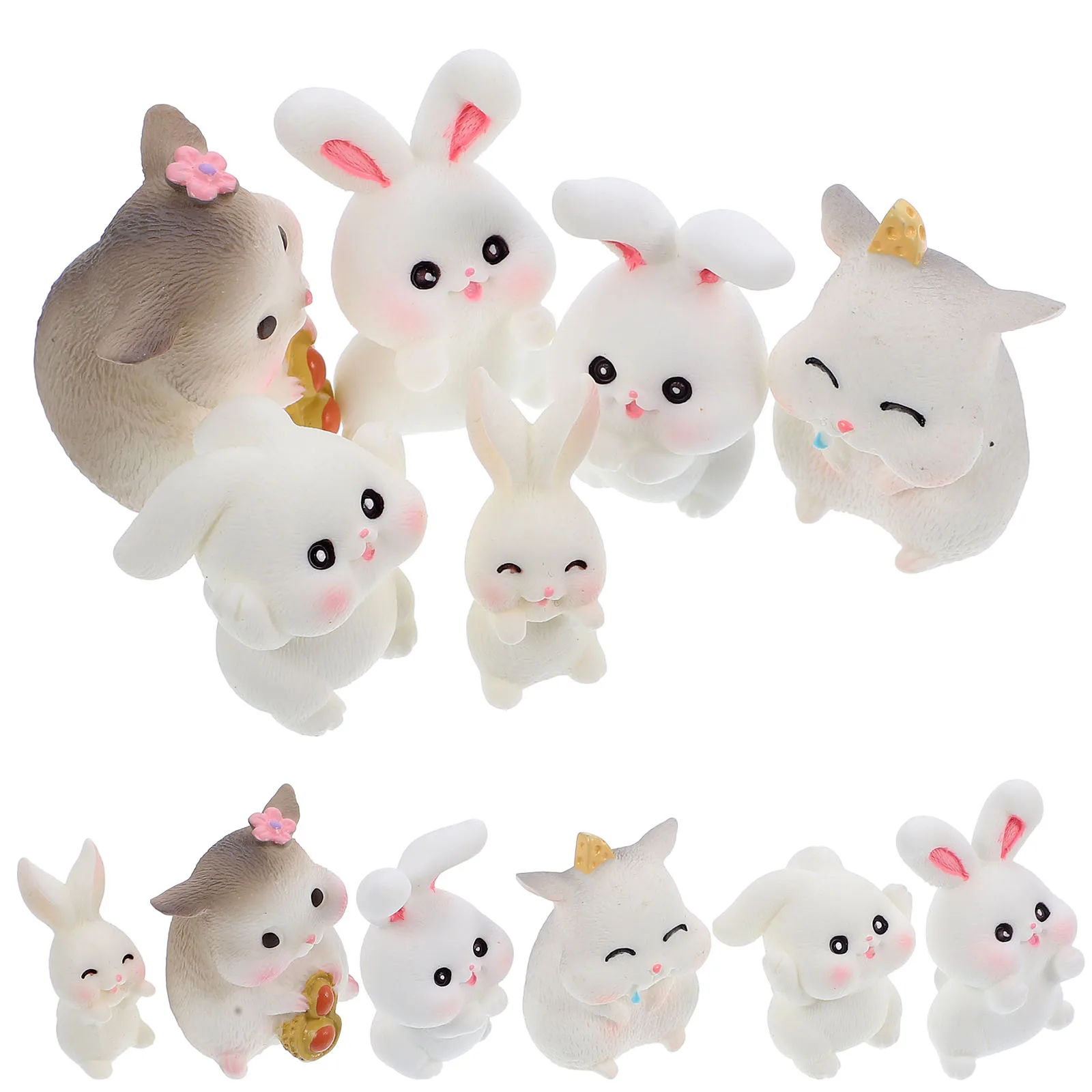 

12 Pcs Bunny Ornament Mini Figurine Figure Trinkets Figurines Resin Micro Landscape