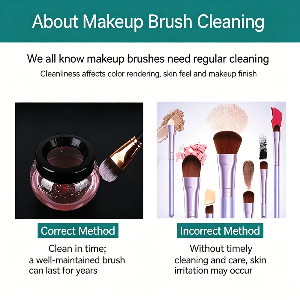 1Set Automatic Makeup Brush Cleaner Machine – Brush Washing Tool Multiple Colors Available