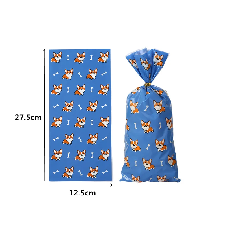 50pcs Pet Paw Cellophane Bags Heat Sealable Treat Candy Bags Dog corgi Cat Gift Bags with Twist Ties Birthday Party Supplies