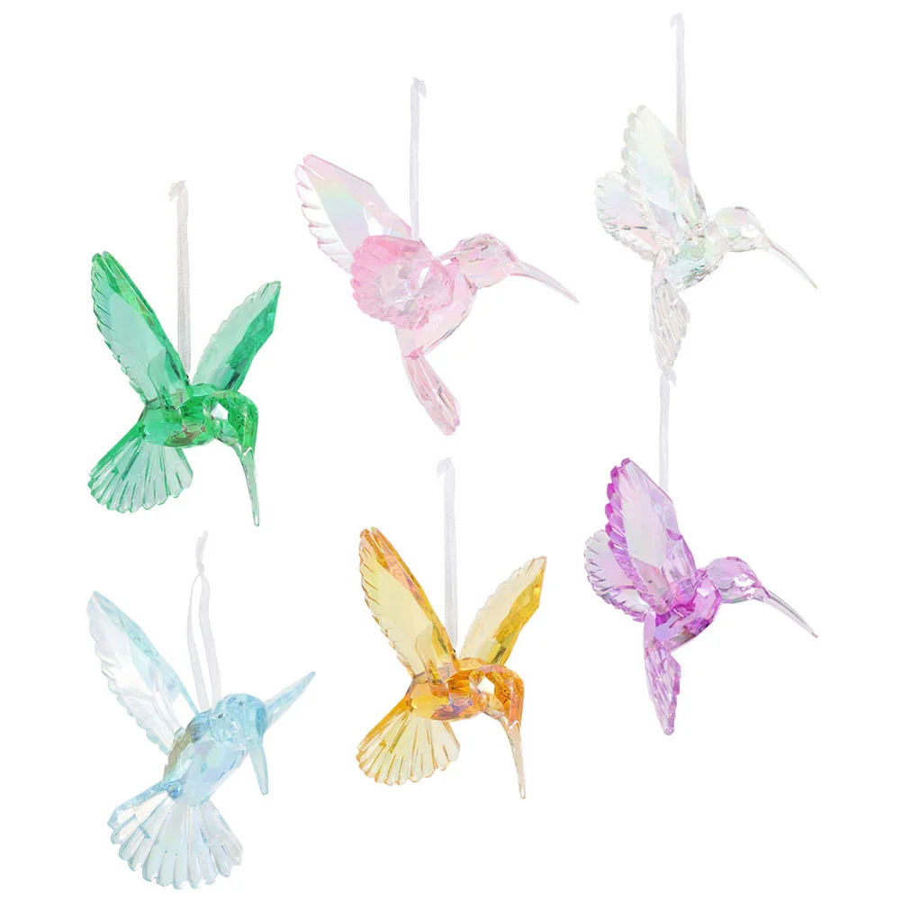 

6 Pcs Hummingbirds Garden Decor Peacock Crystal Pendant Decorations Shape Hanging