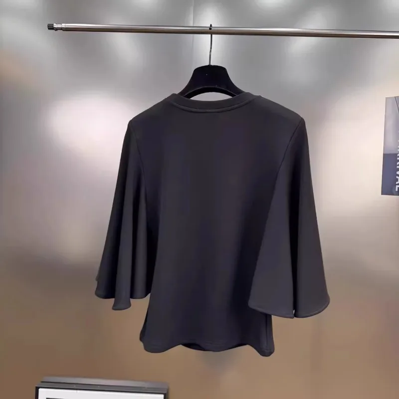 2025 New French Design Sense Retro Style Niche Summer New Lace Splicing Loose and Thin Top T-shirt For Women