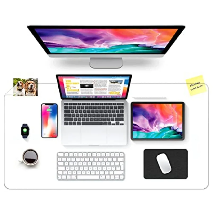 

Clear PVC Desk Pad Mat: Heat Resistant Waterproof Writing Blotter for Home Office and Dresser