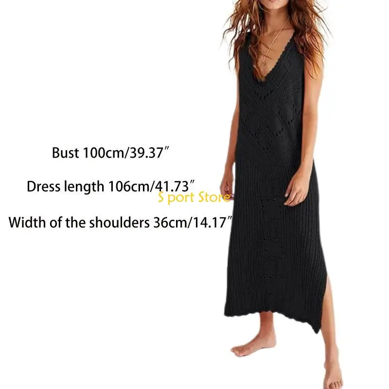 بدلة سباحة U2JB مجوفة برقبة على شكل حرف V فستان شاطئ منسوج للفتيات الحبيبات والأصدقاء #6