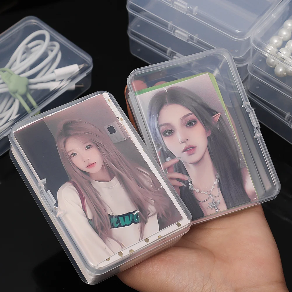 12 Stück transparente Spielkarten-Aufbewahrungsbox mit Deckel, stapelbarer Mini-Kunststoffbehälter für Visitenkarten, Clips, Schreibtisch-Organizer – Detail 16