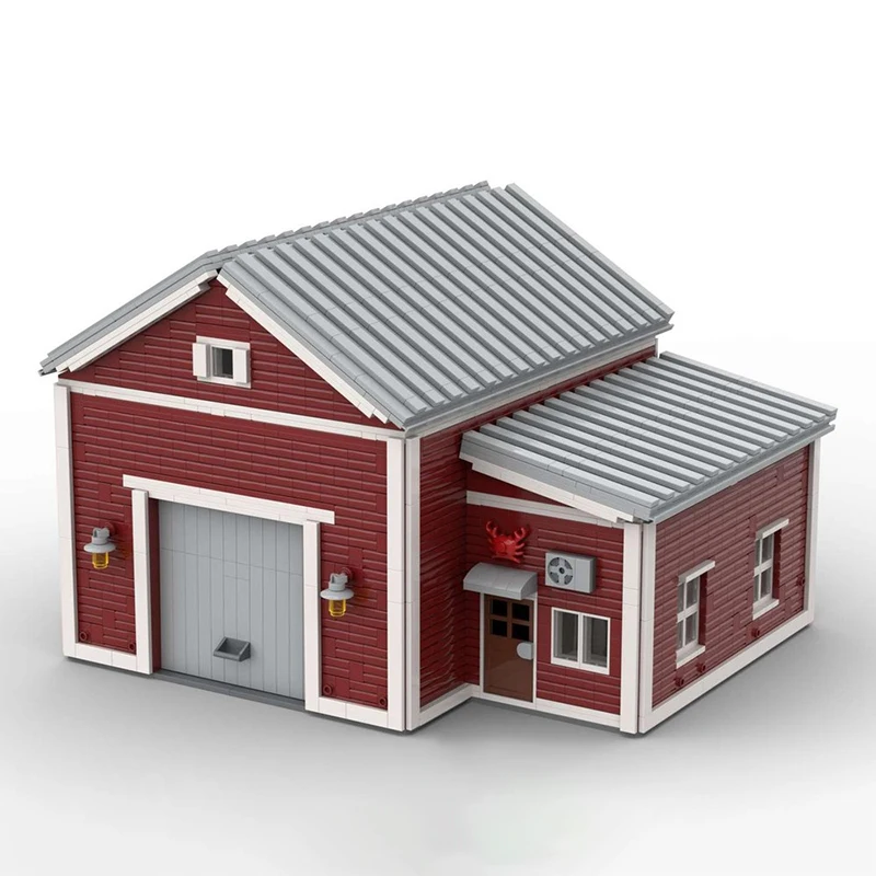 مدينة شارع عرض Moc قوالب بناء معالجة المأكولات البحرية مستودع التكنولوجيا وحدات كتل هدايا عيد الميلاد اللعب لتقوم بها بنفسك الجمعية #2