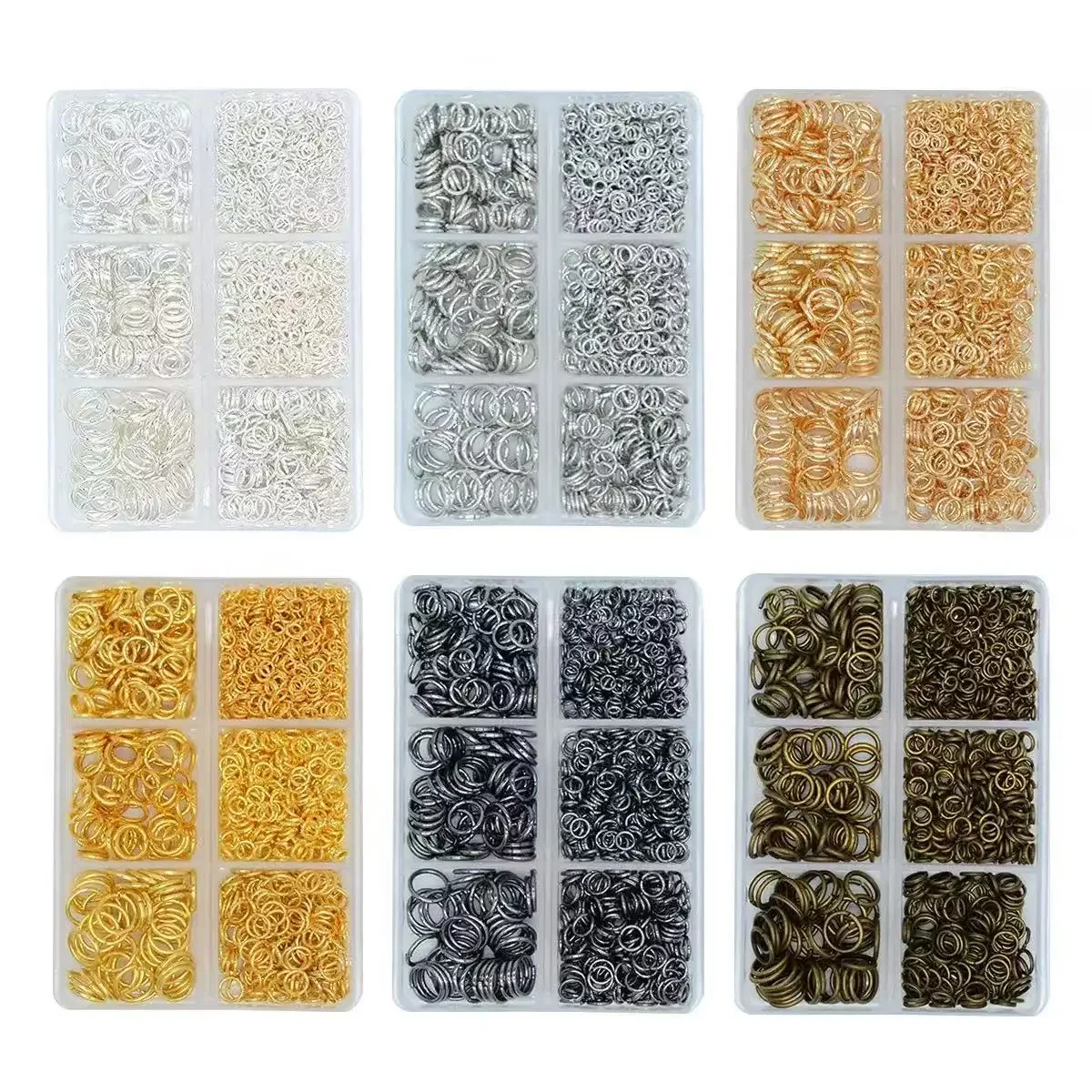 6 Grids Jewelry Finding Kit Open Jump Rings Closed 3-8mm for Handmade DIY Bracelet Necklace Earring Connection Jewelry Making