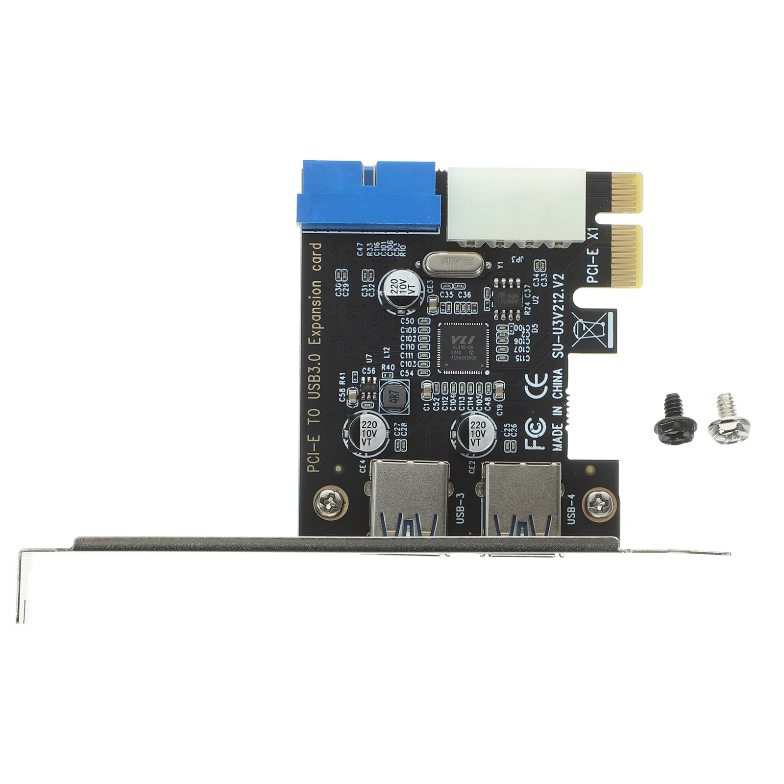 

Pci-E USB 3.0 Adapter 2 Ports Expansion Card Secure Stable Connection High Compatibility Easy Plug in Practical Use