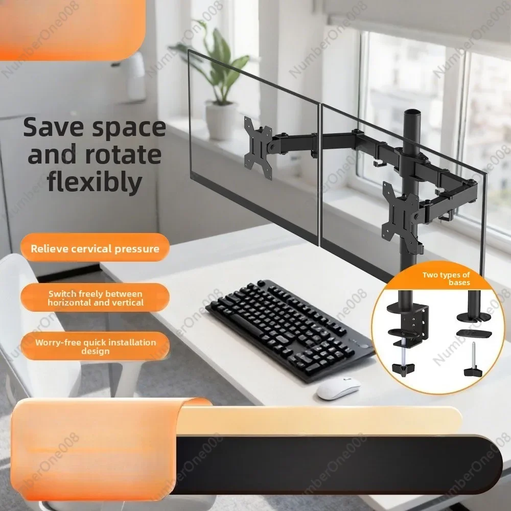 Two Arm Monitor Stand Extendable Retractable Dual Screen Mount with Swivel Tilt and Desk Clamp