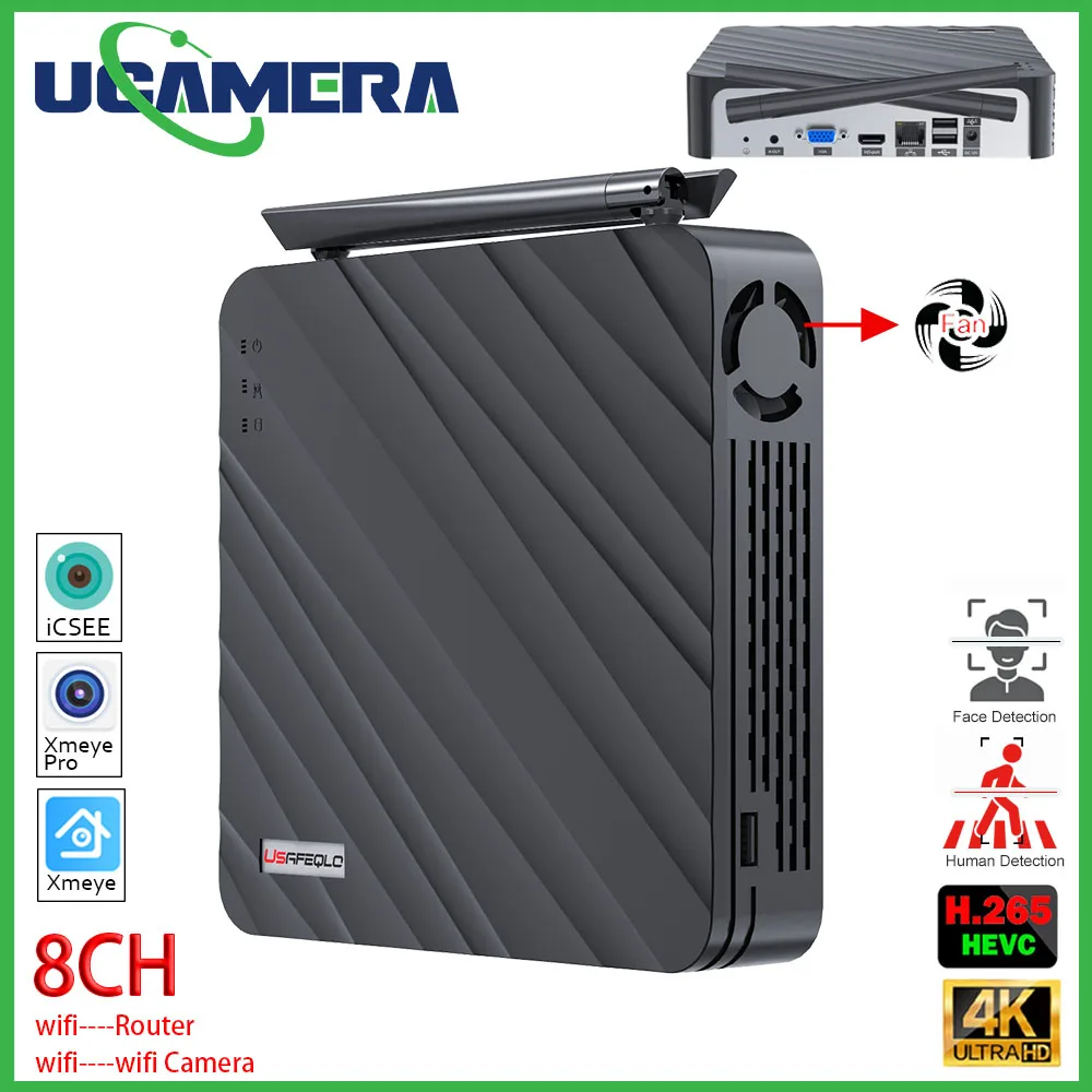 8CH/4CH Wireless WiFi NVR with 3MP/5MP Support ICsee Enabled Security Recorder for Face Human Detection Surveillance