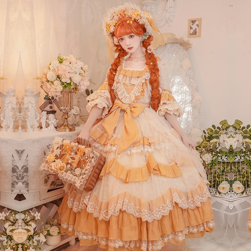 Japanese girls Tea Party Lolita dress Harajuku Palace Oil Painting Vintage Lolita Princess Jsk Dress Female bow tie dress